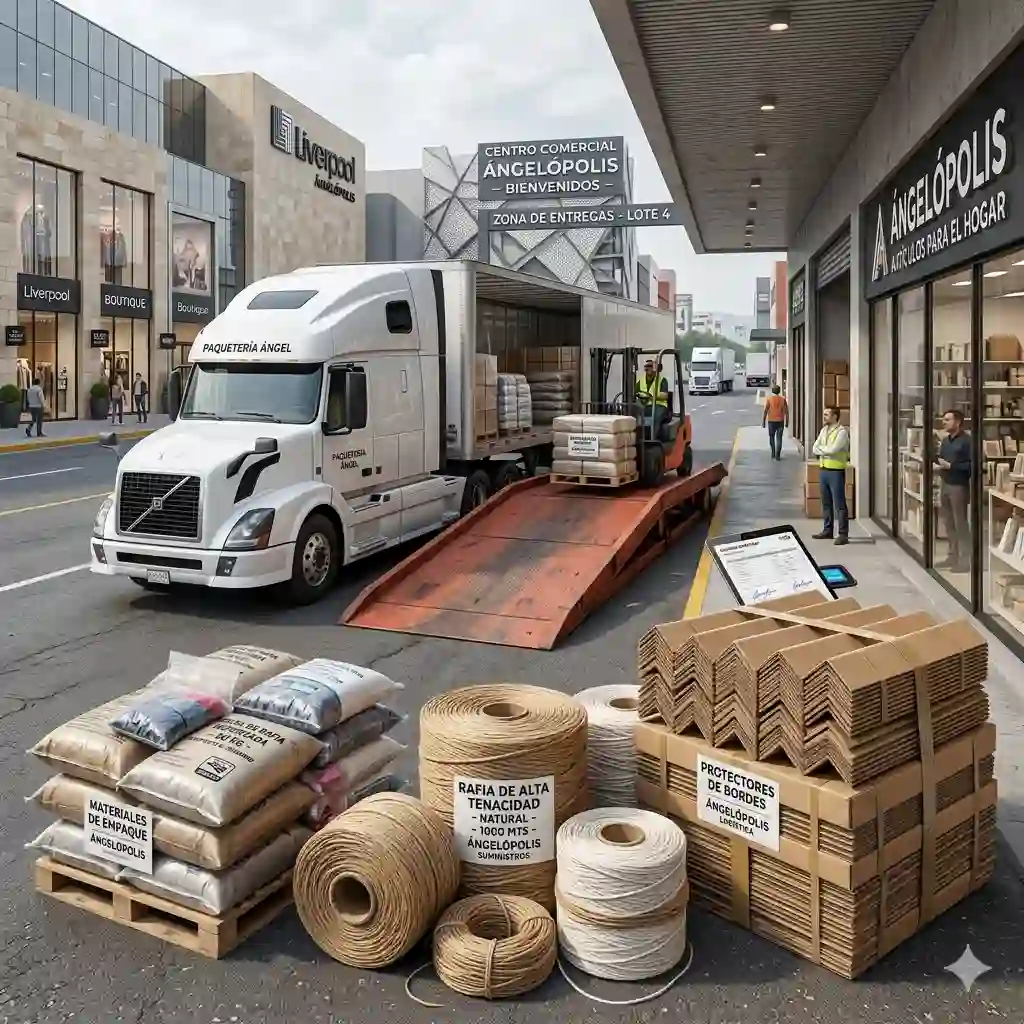Suministro mayorista de bolsas industriales, rollos de rafia de alta tenacidad y esquineros protectores de cartón por Geno Pack para un centro de distribución en la zona de Zavaleta, cubriendo las necesidades logísticas de los municipios de Puebla, San Andrés Cholula y San Pedro Cholula.