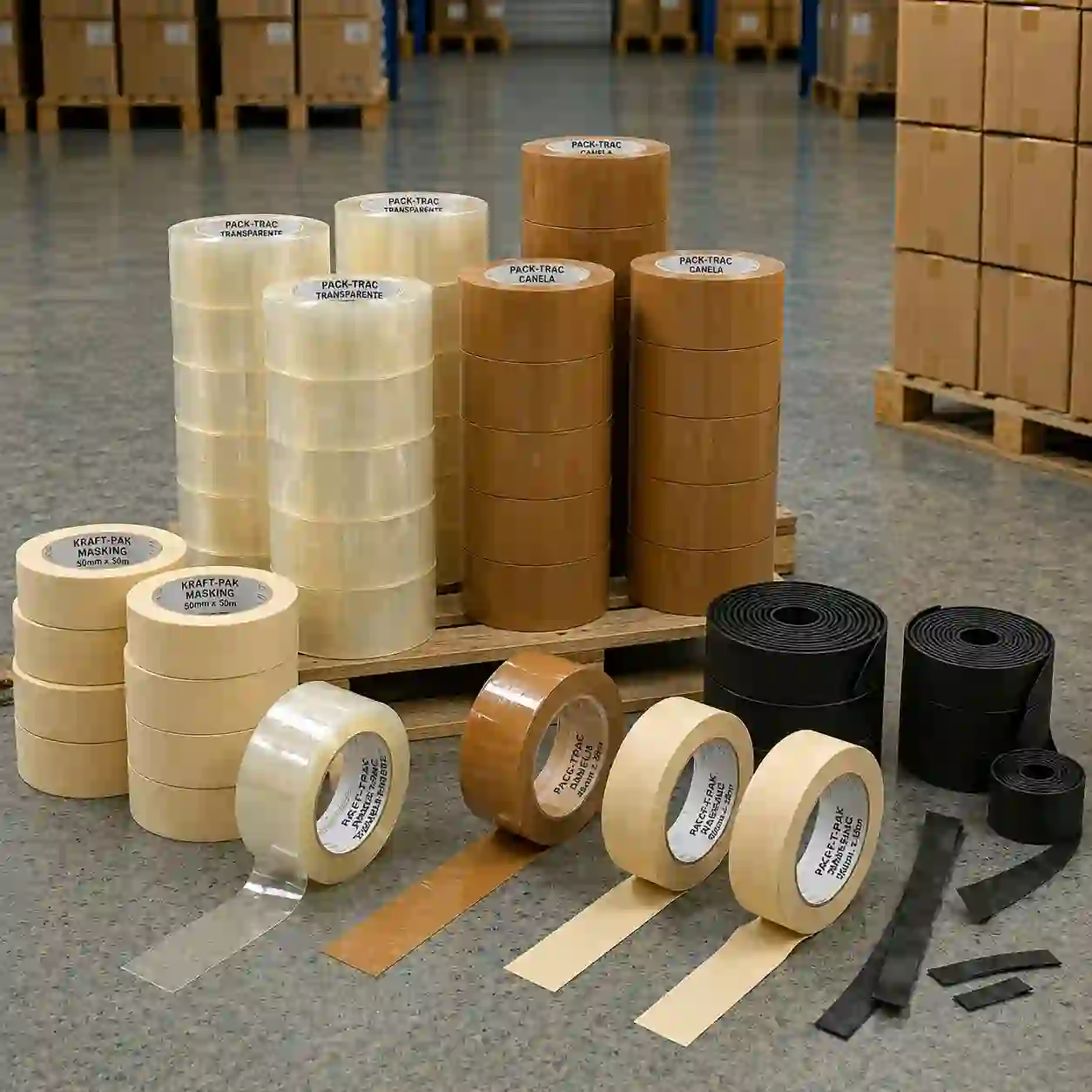 Rollos de cinta adhesiva transparente, canela y de papel para sellado de cajas en Puebla